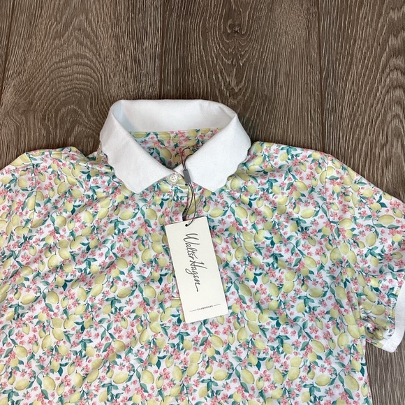 NWT WALTER HAGEN Scallop Fresco Ditsy Lemon Polo Shirt Sz M $55 - Picture 1 of 6